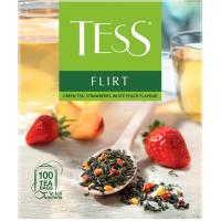 Чай TESS Flirt, зеленый с клубникой и персиком 100 пакетиков