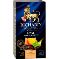 Чай RICHARD "Персик-мята", черный, 25 пакетиков