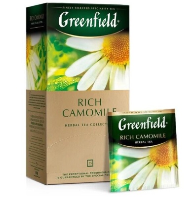 Чай GREENFIELD "Rich Camomile" (Ромашковый), травяной, 25 пакетиков в конвертах по 1,5г, ш/к04322